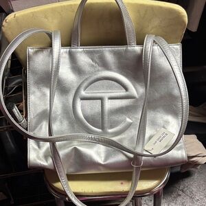 Telfar Metallic Silver Tote Bag